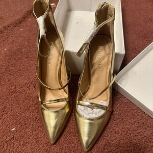 Liliana Metallic Gold Pointed Heels